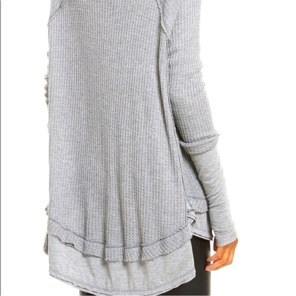 Free People oversized Laguna thermal thumb holes in light heather gray size XS - Picture 4 of 14